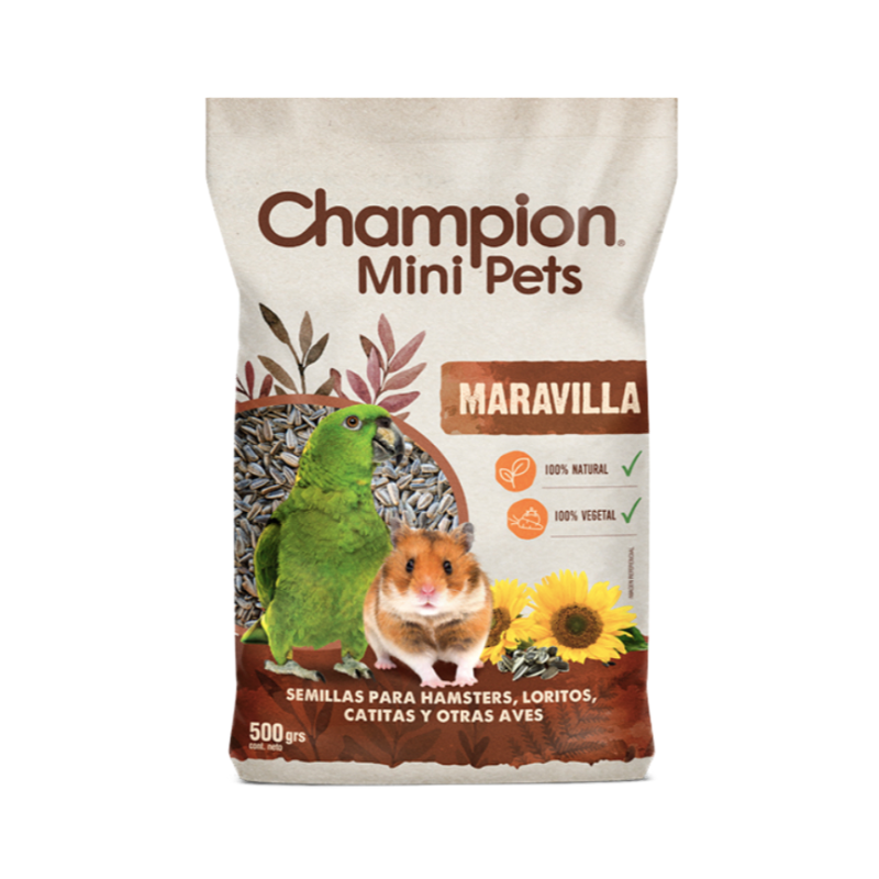 25_d2abd44d-481f-4696-b03d-3d29821ee6de Champion Mini Pets Semillas de Maravilla comida aves y roedores 500 gr. - Imagen 1