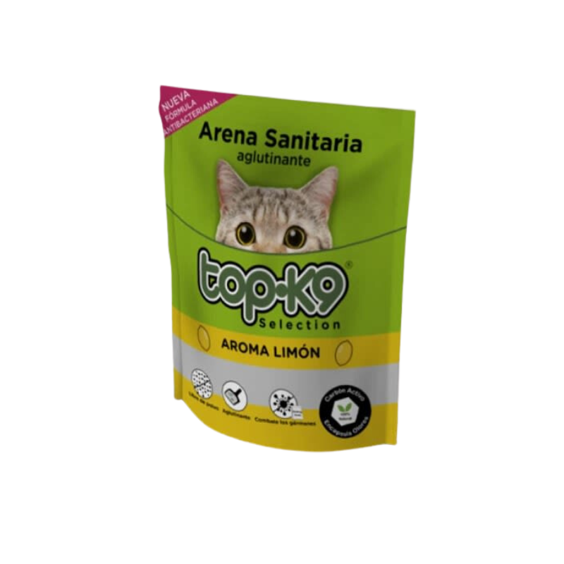 31_60f17040-3a29-4e43-8238-546142d191b6 Arena sanitaria TopK9 aglutinante limón 4 Kg. - Imagen 1