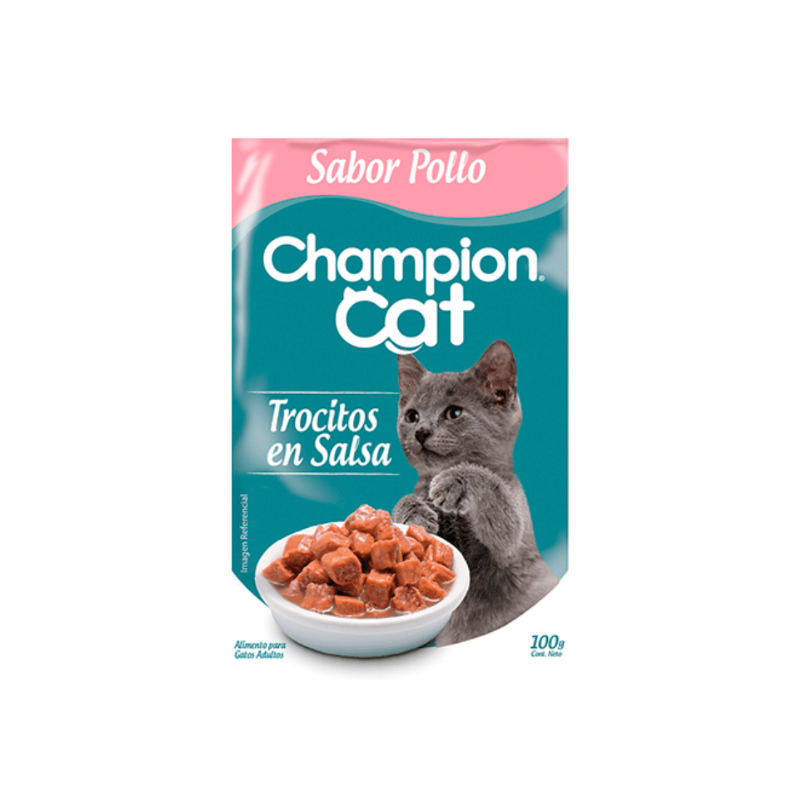FOTOS SIN FONDO (2) Sobre Champion Cat Trocitos en salsa Gatitos (100 gr.) - Imagen 1