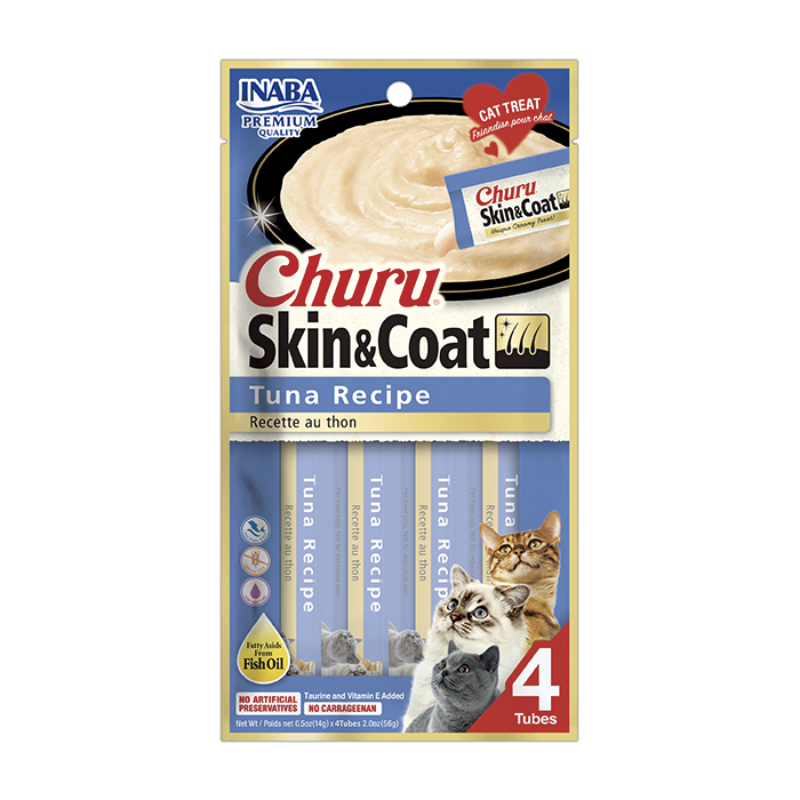 FOTOSFONDOBLANCO_56e1b0fa-cbb9-42b9-8805-e0f9af033216 Churu gato Skin & Coat - Sabor Atún - Imagen 1