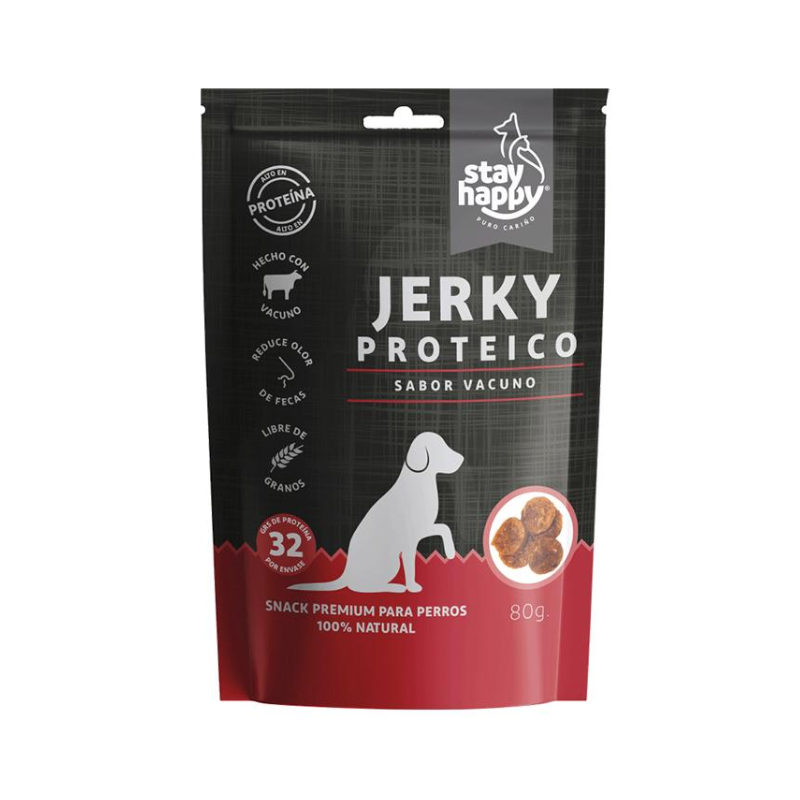 FOTOSSINFONDO_2_f20e705d-b3f6-4aeb-a825-54532e4486cb Snack Stay Happy Jerky Proteico Vacuno 80 gr. - Imagen 1