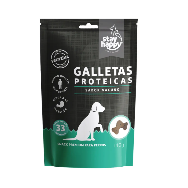 FOTOSSINFONDO_4_fdbd0020-73a9-43dd-ba90-1b3452345af3 Stay Happy Galletas Proteicas Vacuno 140 gr. - Imagen 1