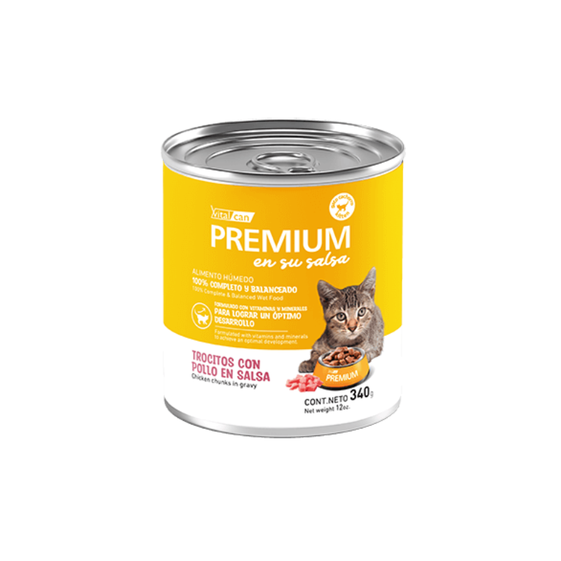 FOTOS SIN FONDO Lata Vitalcan Premium para gato kitten - Trocitos con pollo en salsa 340 gr. - Imagen 1
