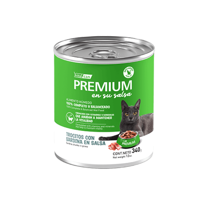 FOTOS SIN FONDO (4) Lata Vitalcan Premium para gato - Trocitos de sardina en salsa 340 gr. - Imagen 1