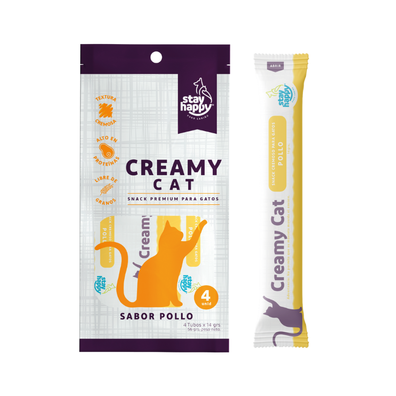 FOTOSSINFONDO_2_9777d4e8-cdd4-4015-942d-84494f67137a Snack para gato Stay Happy Creamy Cat sabor Pollo - Imagen 1