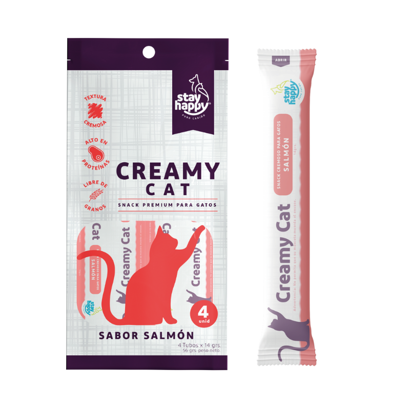 FOTOSSINFONDO_4_c212e129-65f9-4d2c-ad55-2ccf2dea1974 Snack para gato Stay Happy Creamy Cat Salmón - Imagen 1