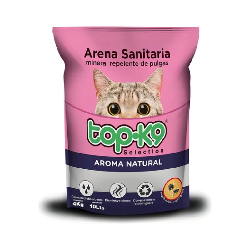 FOTOS SIN FONDO Arena sanitaria TopK9 mineral repelente de pulgas 4 Kg. - Imagen 1