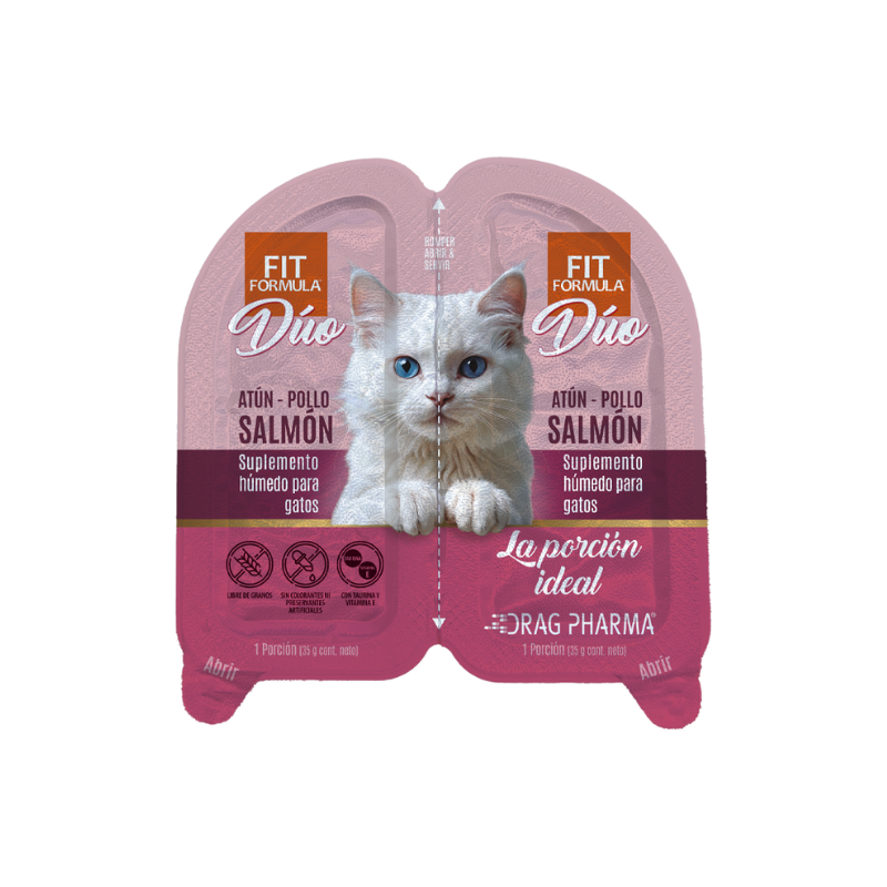 nuevo fit con salmon Snack Duo para gato Fit Formula Atún, pollo y salmón 35 gr. - Imagen 1