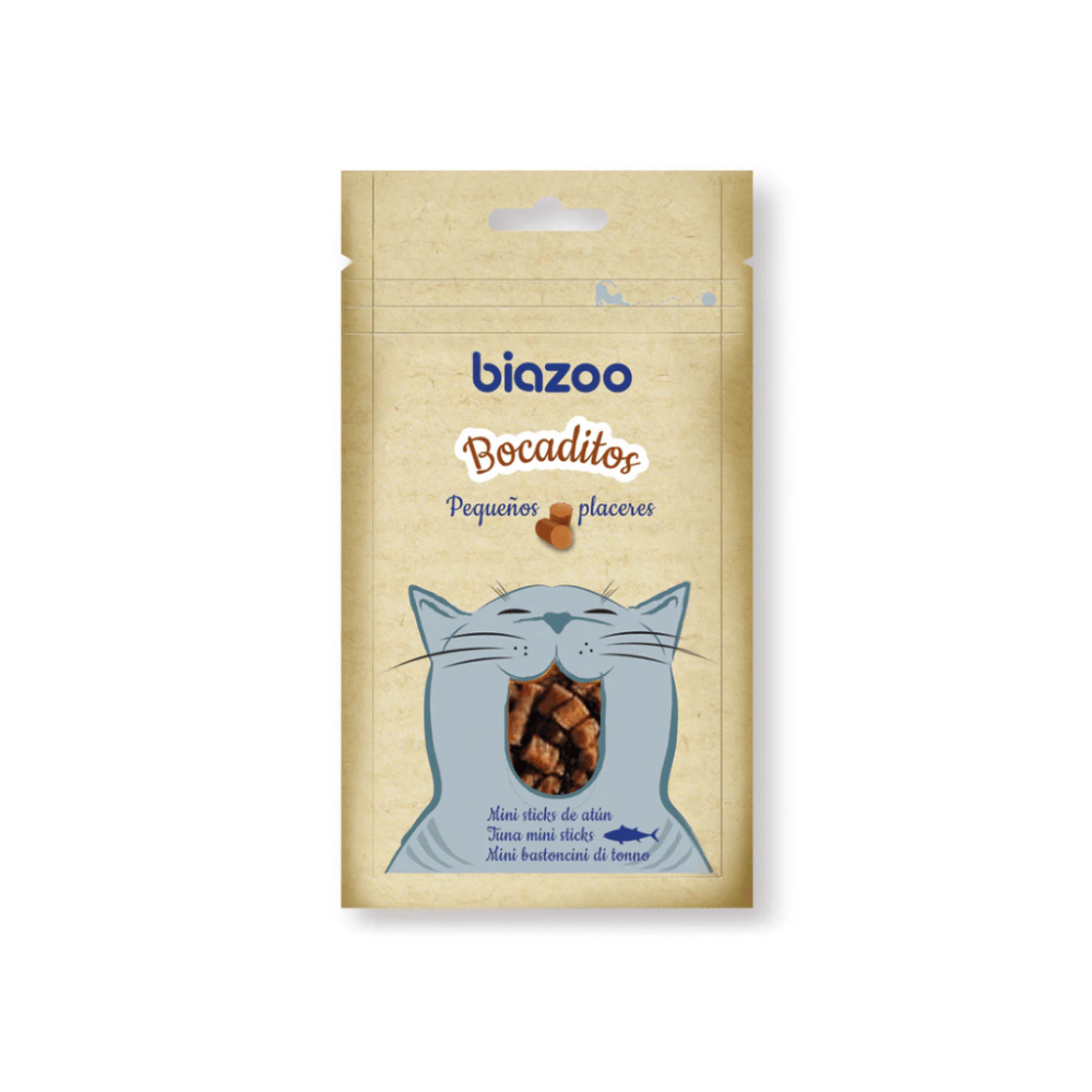 FOTOS SIN FONDO (2) Biazoo snack para gato mini sticks de atún 50 gr. - Imagen 1