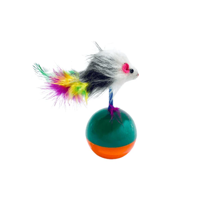 FOTOS SIN FONDO (1) Juguete para gato bola con ratón y plumas - Imagen 1