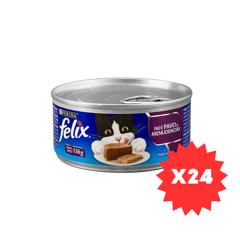 FOTOS SIN FONDO (4) Pack 24 Latas Felix comida para gato - Sabor Paté Pavo - Imagen 1