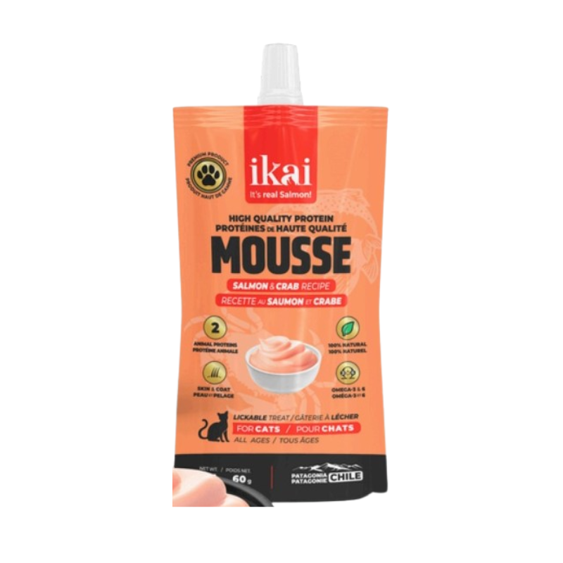 FOTOS SIN FONDO Ikai Mousse cremoso para gatos - Salmón y cangrejo 60 gr. - Imagen 1
