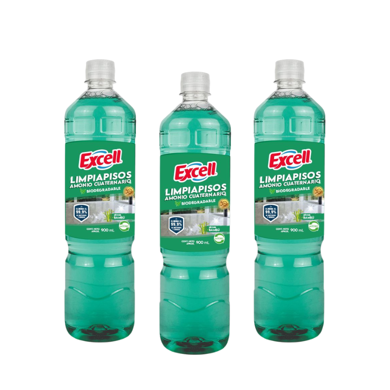 BAMB Pack 3 Limpiapisos Excell con Amonio Cuaternario Bambú 900 ml. - Imagen 1