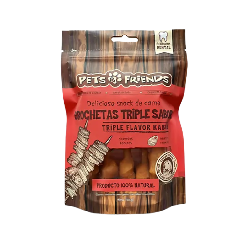 FOTOS SIN FONDO (3) Snack para Perro Brochetas Triple Sabor Pets & Friends 100 g - Imagen 1