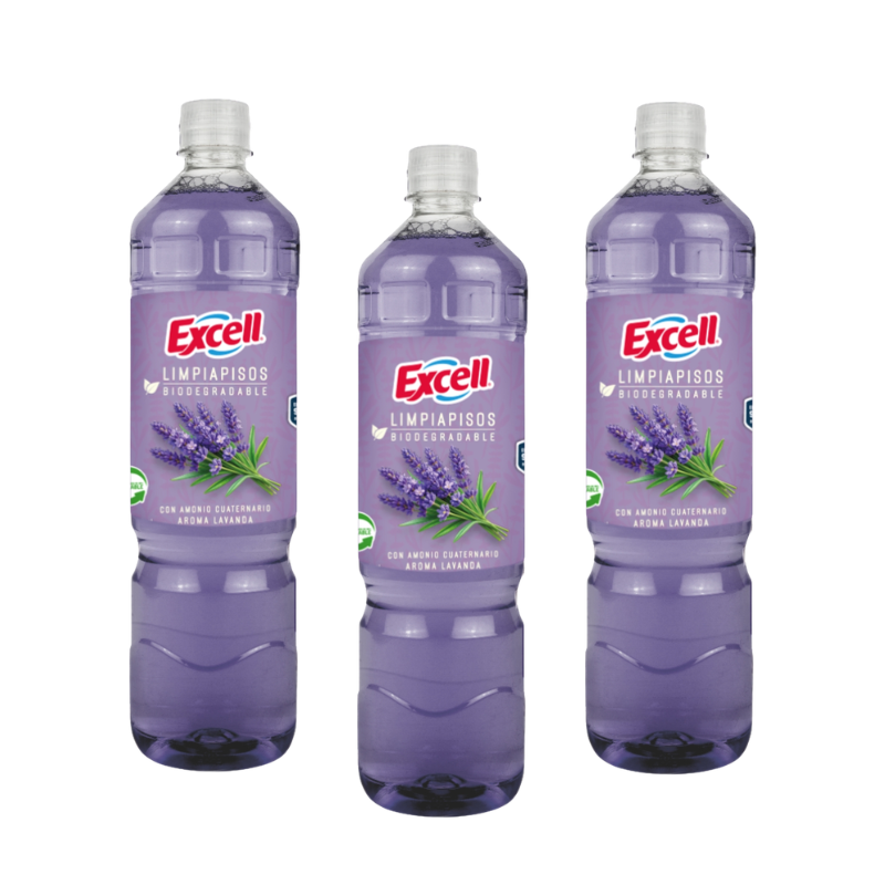 LAV Pack 3 Limpiapisos Excell con Amonio Cuaternario Lavanda 900 ml. - Imagen 1