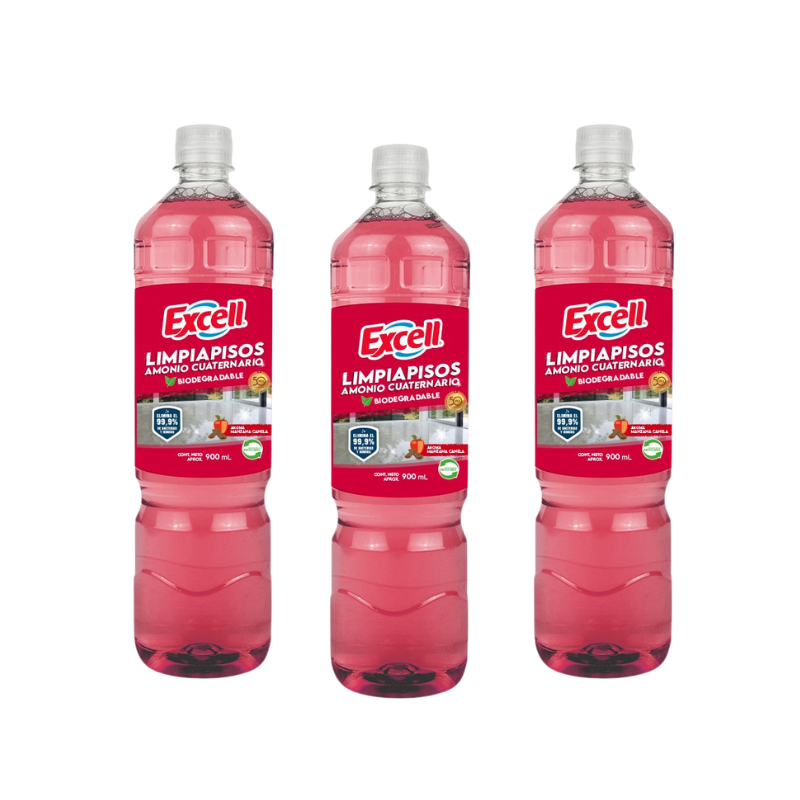 manz can Pack 3 Limpiapisos Excell con Amonio Cuaternario Manzana Canela 900 ml. - Imagen 1
