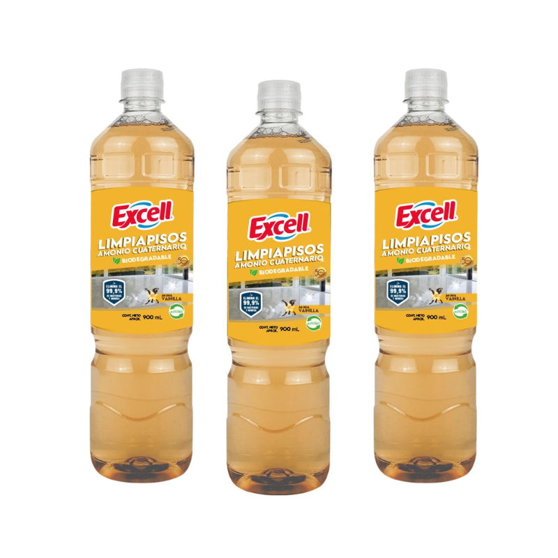 vain Pack 3 Limpiapisos Excell con Amonio Cuaternario Vainilla 900 ml. - Imagen 1